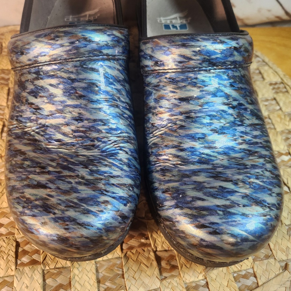 Dansko LT Professional Blue Silver Metalli Clogs Shoes Womens 39 EU 8.5-9 US - Picture 9 of 10